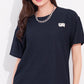 Navy Printed Half Sleeves Round Neck