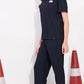 Navy Printed Half Sleeves Round Neck