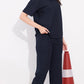 Navy Printed Half Sleeves Round Neck