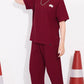 Maroon Printed Half Sleeves Round Neck