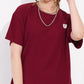 Maroon Printed Half Sleeves Round Neck