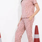 Pink Printed Half Sleeves Round Neck
