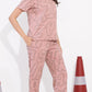 Pink Printed Half Sleeves Round Neck