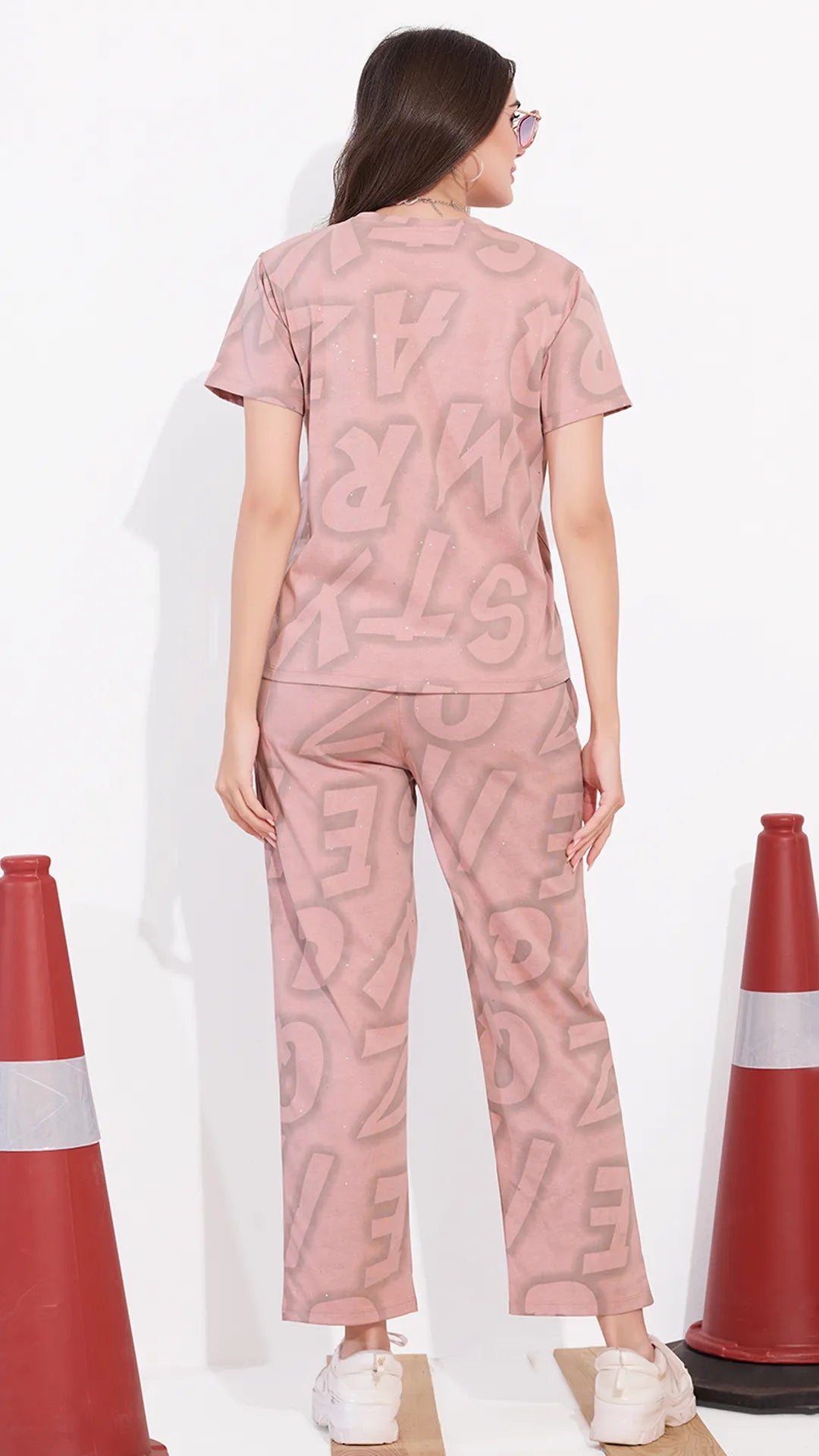 Pink Printed Half Sleeves Round Neck