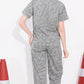 Grey Printed Half Sleeves Round Neck