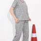 Grey Printed Half Sleeves Round Neck