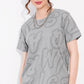 Grey Printed Half Sleeves Round Neck