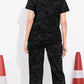 Black Printed Half Sleeves Round Neck