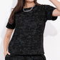 Black Printed Half Sleeves Round Neck