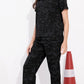 Black Printed Half Sleeves Round Neck