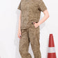 Khakhi Printed Half Sleeves Round Neck