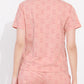 Pink Printed Half Sleeves Round Neck