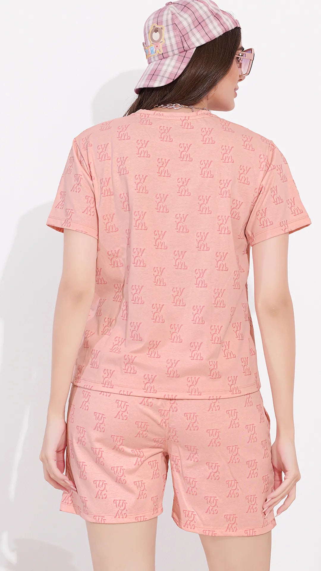 Pink Printed Half Sleeves Round Neck