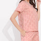 Pink Printed Half Sleeves Round Neck