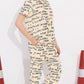 Off White Printed Half Sleeves Round Neck