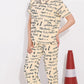 Off White Printed Half Sleeves Round Neck