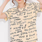 Off White Printed Half Sleeves Round Neck
