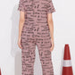 Pink Printed Half Sleeves Round Neck