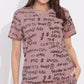 Pink Printed Half Sleeves Round Neck