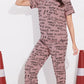 Pink Printed Half Sleeves Round Neck