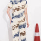 Blue Printed Half Sleeves Round Neck