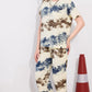 Blue Printed Half Sleeves Round Neck