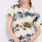 Blue Printed Half Sleeves Round Neck