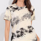 Black Printed Half Sleeves Round Neck