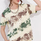 Green Printed Half Sleeves Round Neck