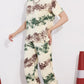 Green Printed Half Sleeves Round Neck