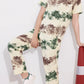 Green Printed Half Sleeves Round Neck