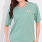 Green Printed Half Sleeves Round Neck