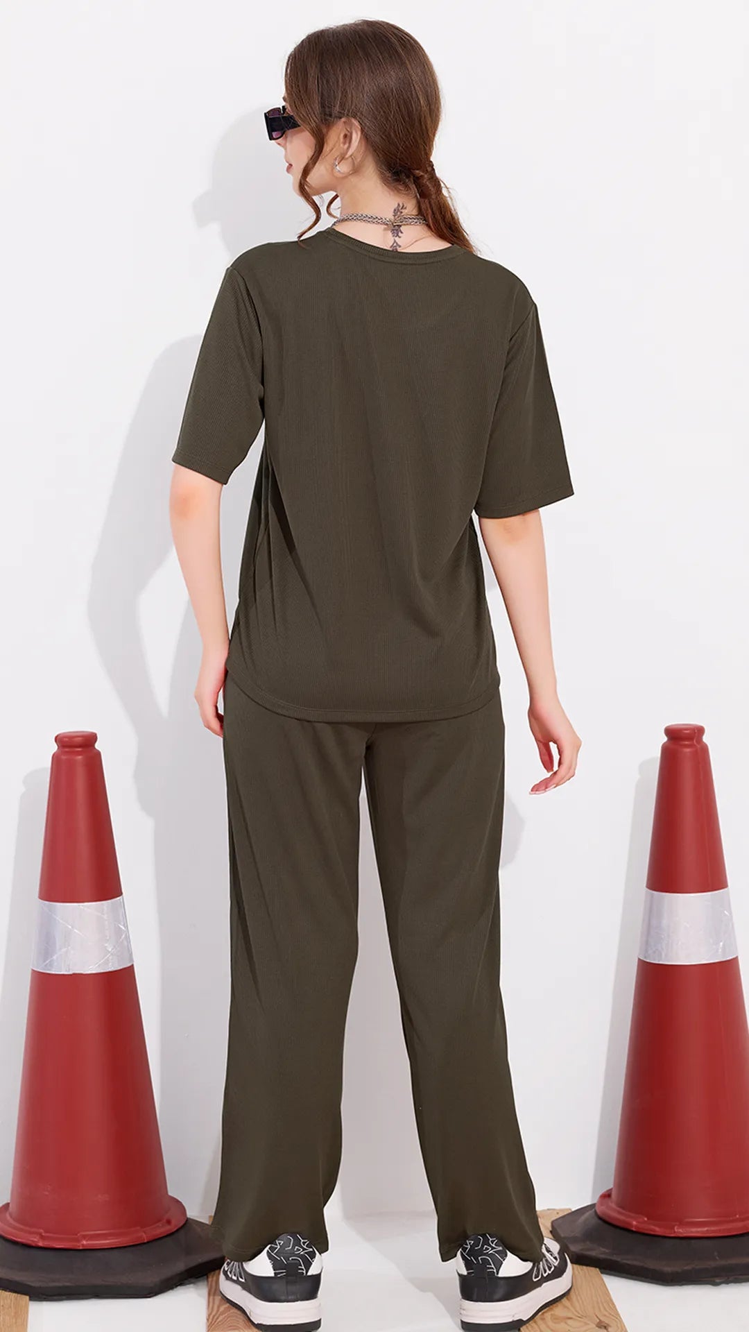 Light Olive Printed Half Sleeves Round Neck