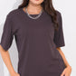 Mauve Printed Half Sleeves Round Neck
