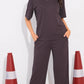 Mauve Printed Half Sleeves Round Neck