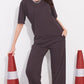 Mauve Printed Half Sleeves Round Neck