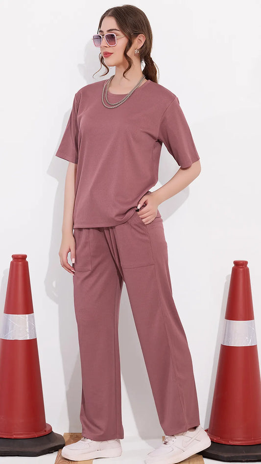 Rust Printed Half Sleeves Round Neck
