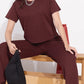Maroon Printed Half Sleeves Round Neck
