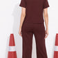 Maroon Printed Half Sleeves Round Neck