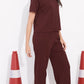 Maroon Printed Half Sleeves Round Neck