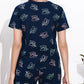 Ink Blue Printed Half Sleeves Round Neck