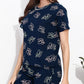 Ink Blue Printed Half Sleeves Round Neck