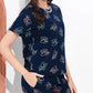 Ink Blue Printed Half Sleeves Round Neck