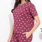Rose Pink Printed Half Sleeves Round Neck