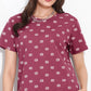 Rose Pink Printed Half Sleeves Round Neck