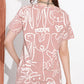 Peach Printed Half Sleeves Round Neck