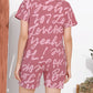 Pink Printed Half Sleeves Round Neck