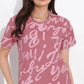 Pink Printed Half Sleeves Round Neck