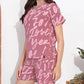 Pink Printed Half Sleeves Round Neck