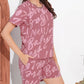Pink Printed Half Sleeves Round Neck